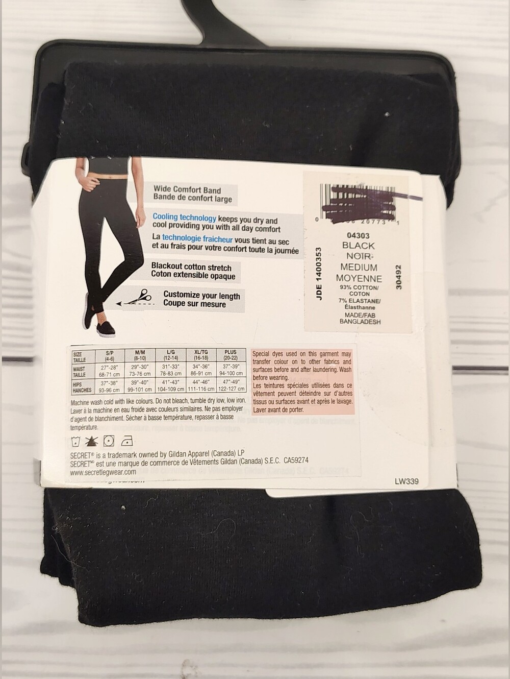 Medium Secret Cotton Leggings Pants in Black Sz Medium - Picture 3 of 5